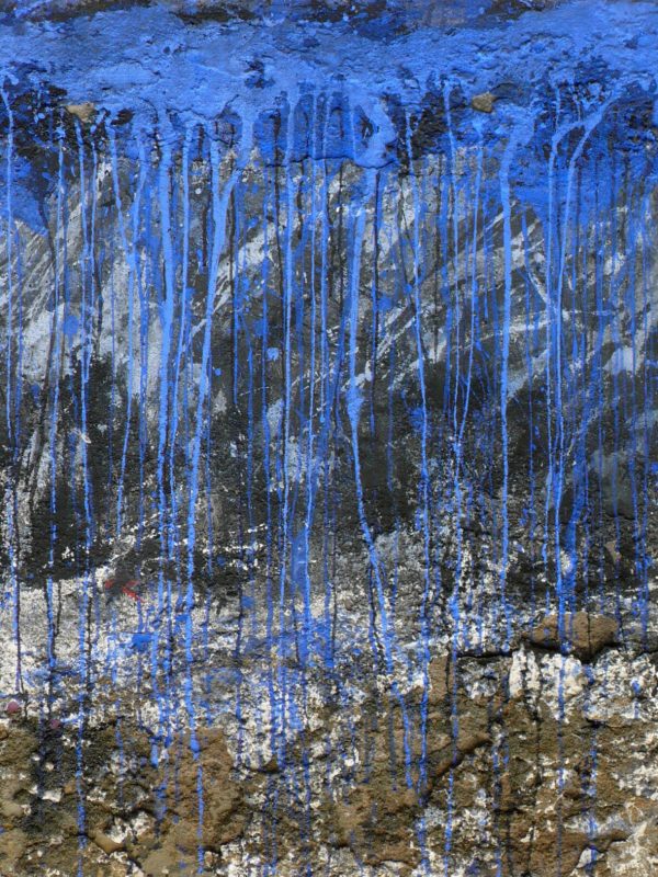 1994, Blaue Landschaft verregnet, Malerei auf Leinwand, 90 x 143 cm