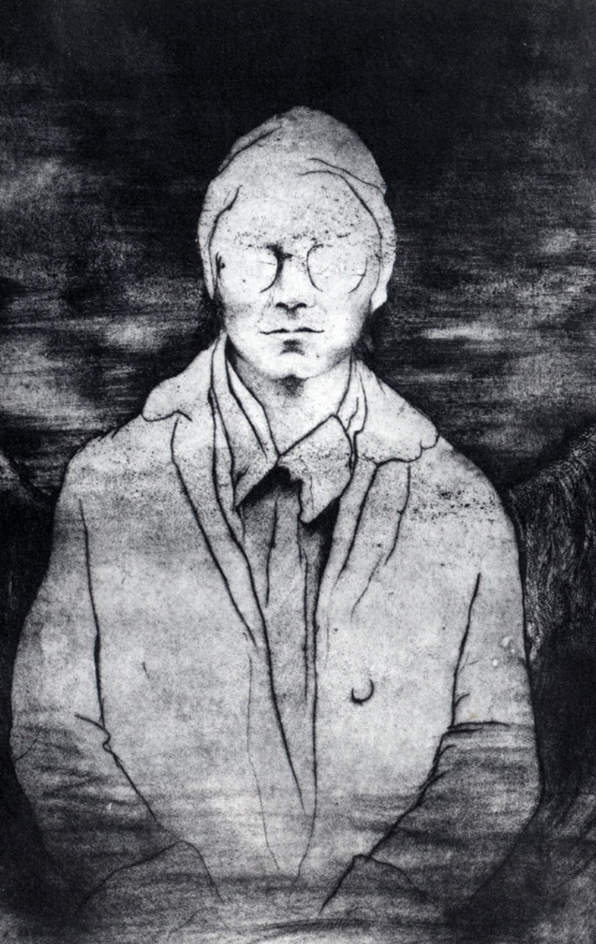 Manfred Fischer 1981 Selbst, Radierung, 43 cm x 31,5 cm