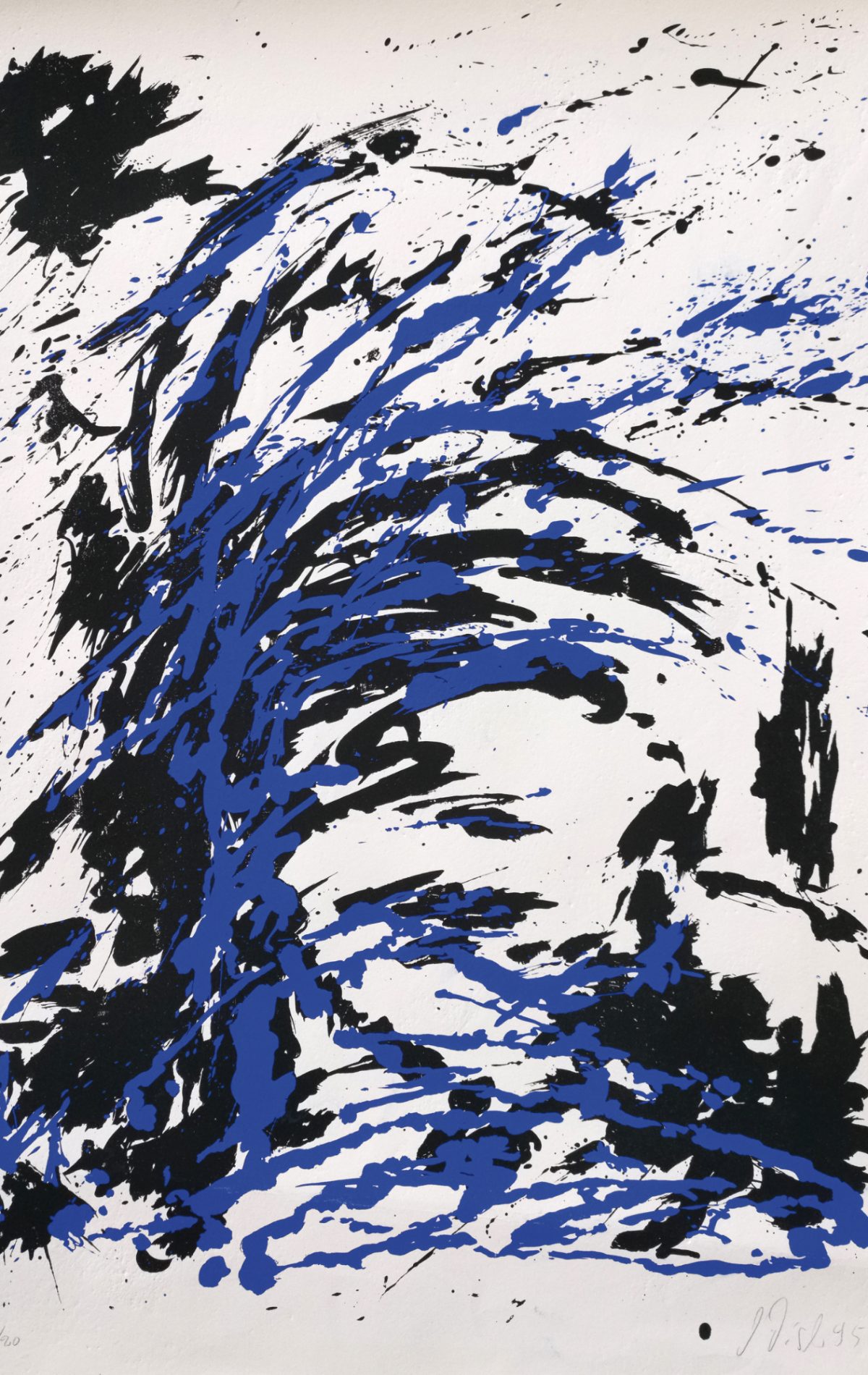 Manfred Fischer 1995 Kopf in Blau, Serigrphie, 75 cm x 108
