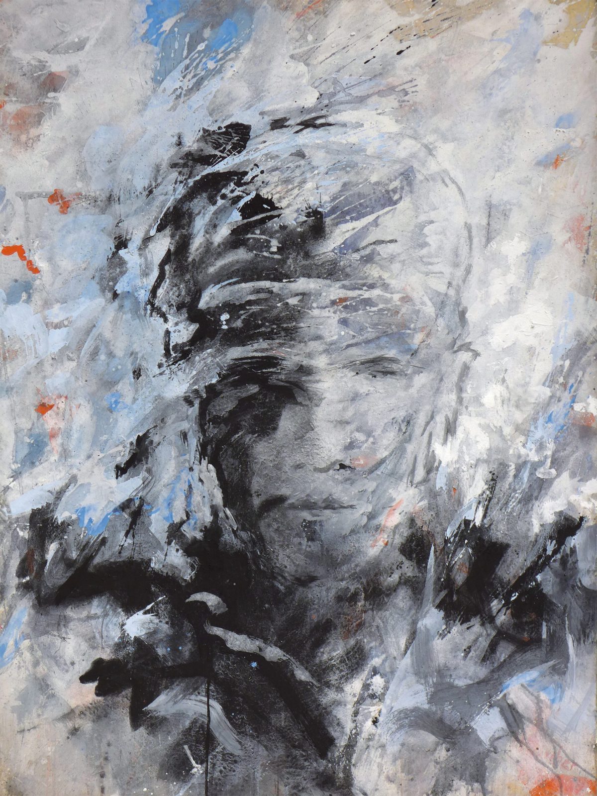 Manfredf-Fischer-Malerei-2015 Kopf Grau, Malerei auf Leinwand,160 x 120 cm